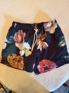 PacSun Navy Floral Hybrid Shorts with Pink, Orange & White Blooms